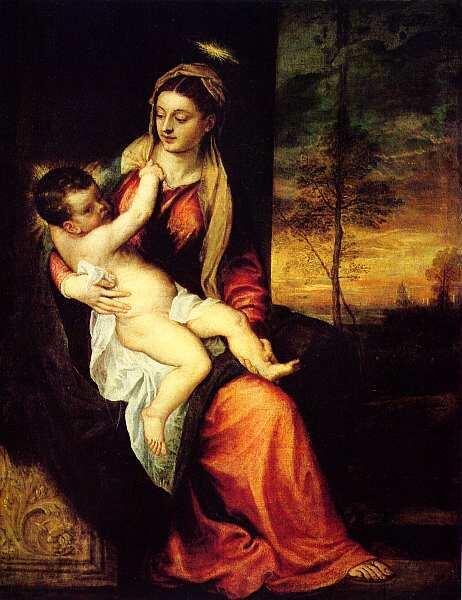 Тициан Вечеллио около 14881576 Мадонна с Младенцем в вечернем пейзаже Около - фото 67