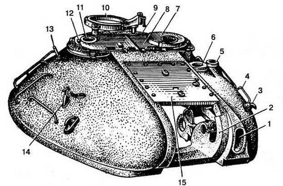 Башня танка ИСЗМ 1 щель для прицела 2 приливы для кронштейнов пушки 3 - фото 19