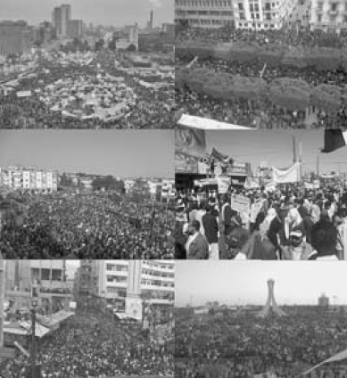 По часовой стрелке сверху слева протестующие собираются на площади Тахрир в - фото 8