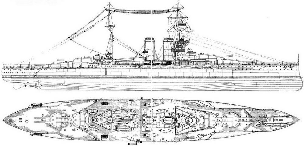 Линейный корабль Бархэм 1915 г Наружный вид и вид сверху 2 2 часа с - фото 15
