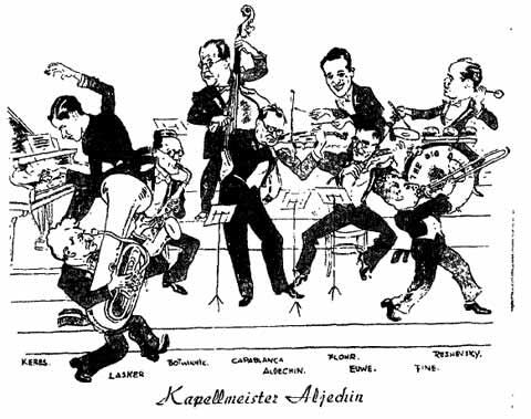 Дружеский шарж Алехин первая скрипка на АВРОтурнире 1938 год Пауль - фото 74