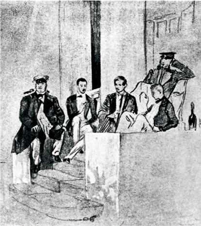 Григорий Гагарин Группа на крыльце в Кисловодске Акварель Слева направо - фото 3