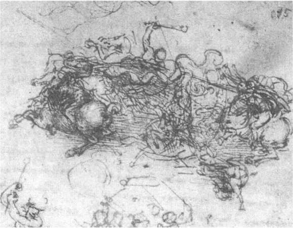 Рис 9 Набросок к Битве при Ангиари деталь 1503 Перо чернила 101x142 - фото 9